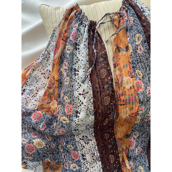 Isabel Marant Orange Printed Silk Patchwork Top, size 36 - Picture 11 of 16